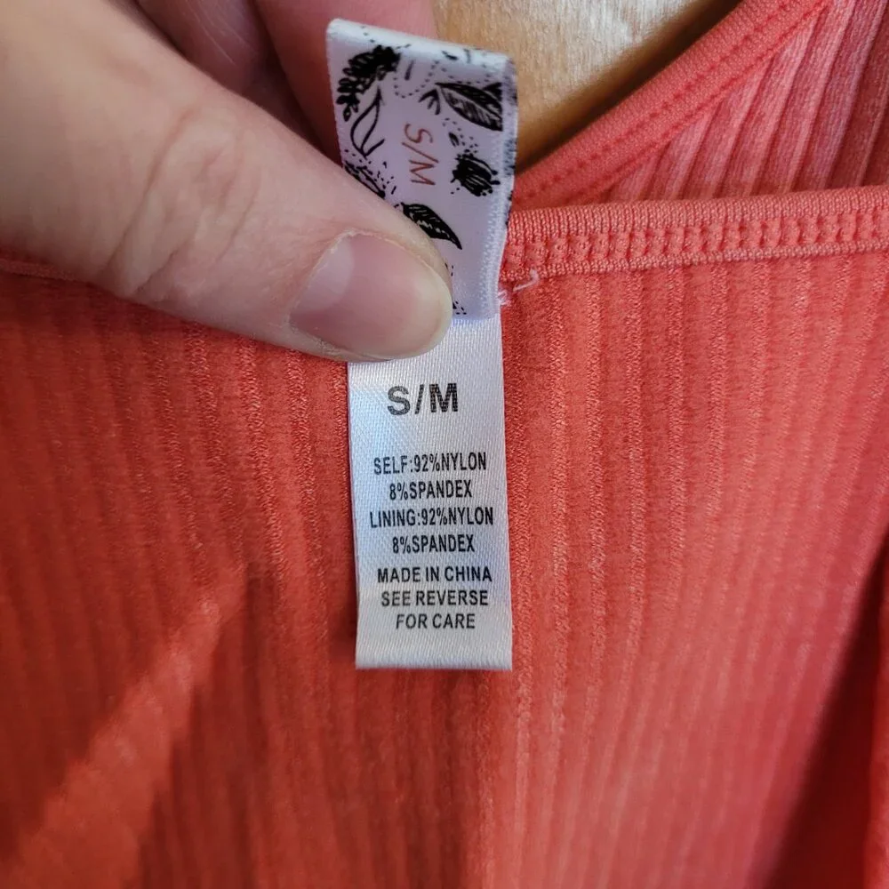 Pink Ribbed Brami Crop Top, Size S/M - Picture 3 of 8